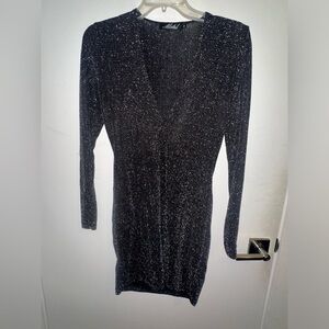 Black Sparkly Motel Rocks V-Neck Dress